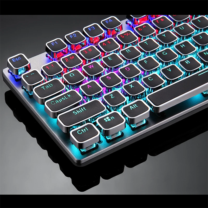 Механическая игровая клавиатура RGB светодиодный подсветкой 104 клавиш с подсветкой teclado анти-ореолы большие клавиши крутой дизайн для PC Gamer