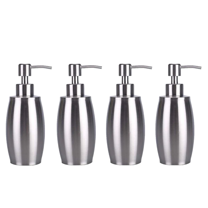 

New Soap Dispenser, 10 Oz Stainless Steel Countertop Lotion Dispenser 350ML Liquid Dispenser for Kitchen and Bathroom (Pack of 4