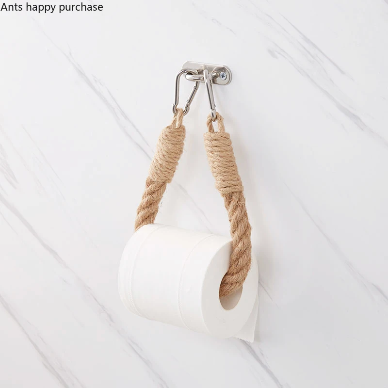 

Держатель для туалетной бумаги, для домашнего использования, держатель рулона, пеньковая веревка на стену, стеллаж для хранения бумажных полотенец в скандинавском стиле, ретро