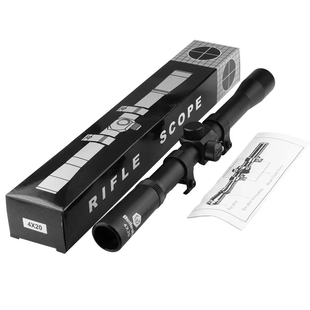 

1Pcs Black Professional Mounts Hunting 4*20mm Telescopic Scope Sights Sniper Mounts Adjustable Hunting Scopes For 22 Caliber NEW