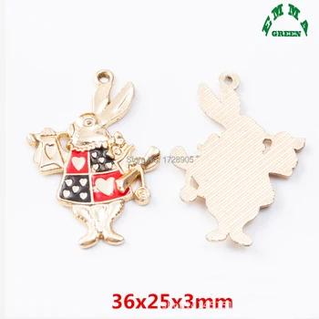 

Cartoon Charms for Jewelry making Alice Charms 10pcs Enamel Charm Pendant Gold Charms for DIY Rabbit Bunny Charms for Bracelets
