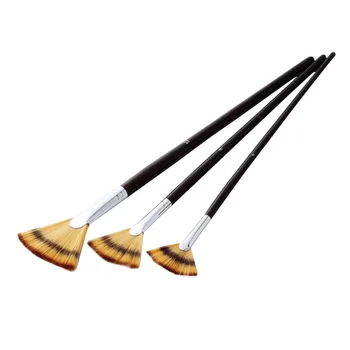 

3pcs Fan-shaped Sector Nylon Hair Wooden Handle Watercolor Gouache Oil Brush Paint Pens Set Acrylics Art Supplies