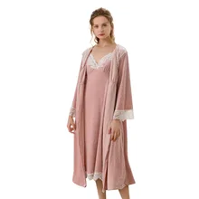 Ladies' Home Wear Autumn and Winter New Two-piece Suit Japanese and Korean Cardigan Skirt Long-sleeved Flannel Robe Bathrobe Women's Sleep Ladies' Home Wear Autumn and Winter New Two-piece Suit Japanese and Korean Cardigan Skirt Long-sleeved Flannel Robe Bathrobe Women's Sleep