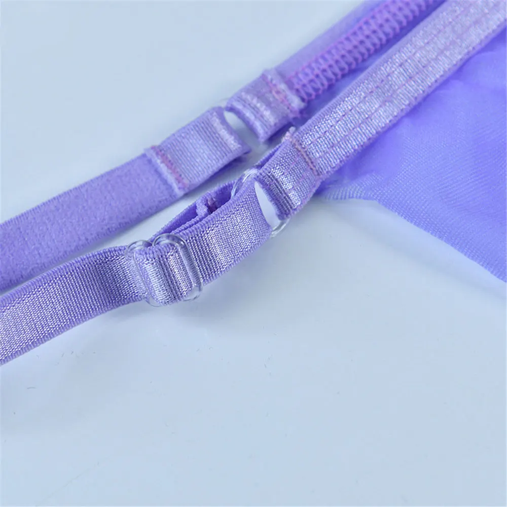 Shiny Sexy Bra Sheer See Through Sleepwear Night Bra Adjustable Straps Halter Unlined Wireless Brassiere Bikini Set Candy Color