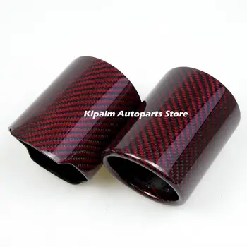 

Car Universal Exhaust Pipe Red and Twill Carbon Fiber Cover Exhaust Muffler Pipe Tip case Exhaust Tip housing