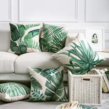 

Hot Fresh Leaves Plant Linen Pillow Case Cushion Cover Sofa Bed Car Office Decor