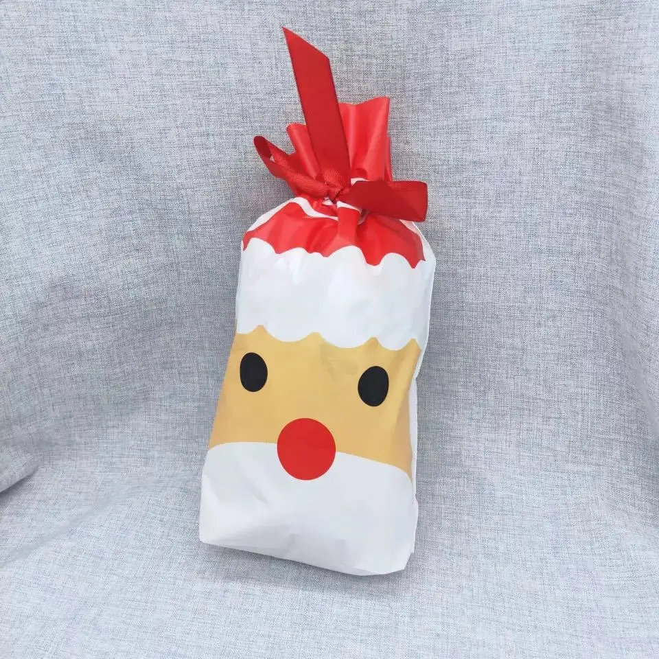 50/100p 23x15 см Рождественская пластиковая сумка на шнурке для конфет и печенья закуски день рождения Свадебный декор Подарочная сумка новогодние подарки - Цвет: Santa Claus