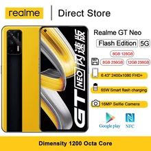 GT-teléfono inteligente Neo Flash Edition 5G, Realme, Android, NFC, 6,43 ", Dimensity 1200 Octa Core, 64MP, 65W, carga rápida