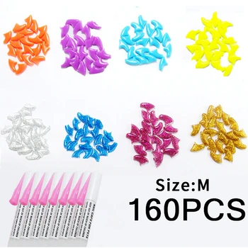 

160pcs Soft Silicone Soft Cat Nail Caps Colorful Cat Paw Claw Pet Nail Protector Cat Nail Cover Cat Grooming Supplies