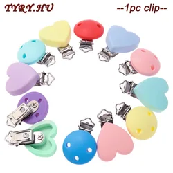 TYRY.HU 1Pc Silicone Pacifier Clips Round Heart Shaped Clips BPA Free DIY Baby Soother Nursing Dummy Draft Teethiing Toys Clips