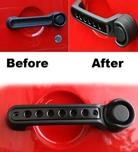 WHDZ for 2007 - 2015 Jeep Wrangler JK Unlimited Front Door & Back Door Aluminum Grab Handle Cover - Jeep Wrangler Handle Cover (4)