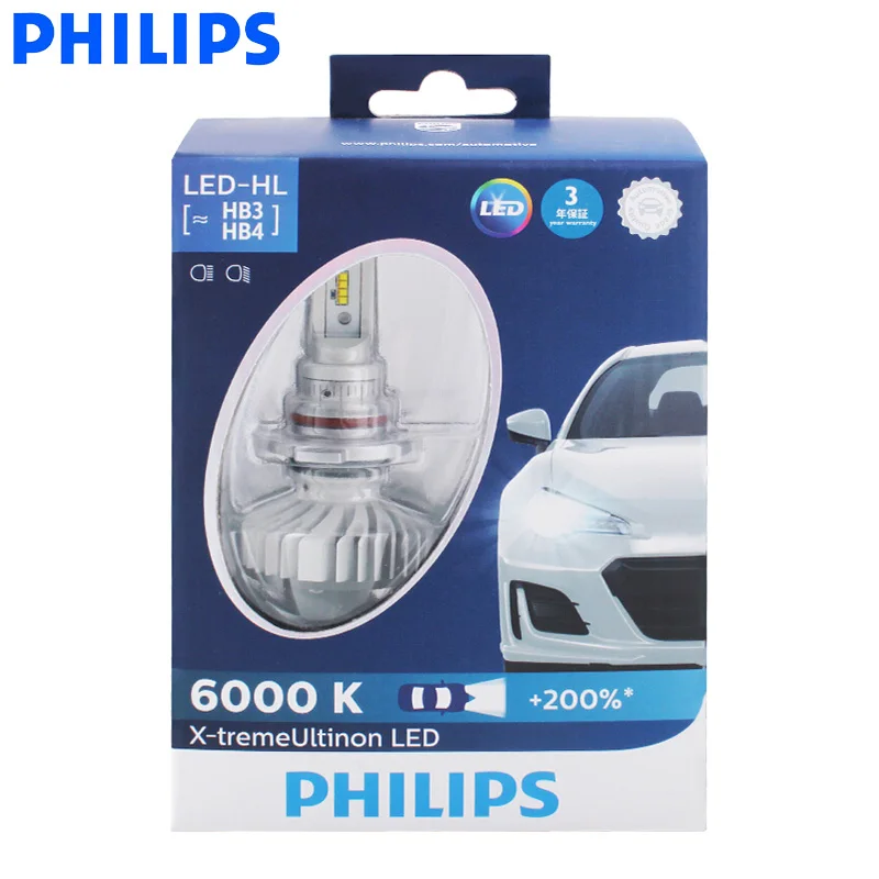 Светодиодсветодиодный лампы Philips H4 H7 H8 H11 H16 9005 9006 X treme Ultinon для автомобильных фар
