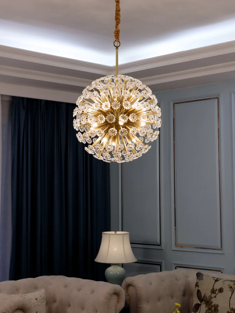 Современная медная люстра освещение Сферический шар креативный свет Роскошные хрустальные люстры для помещений гостиная столовая лампа