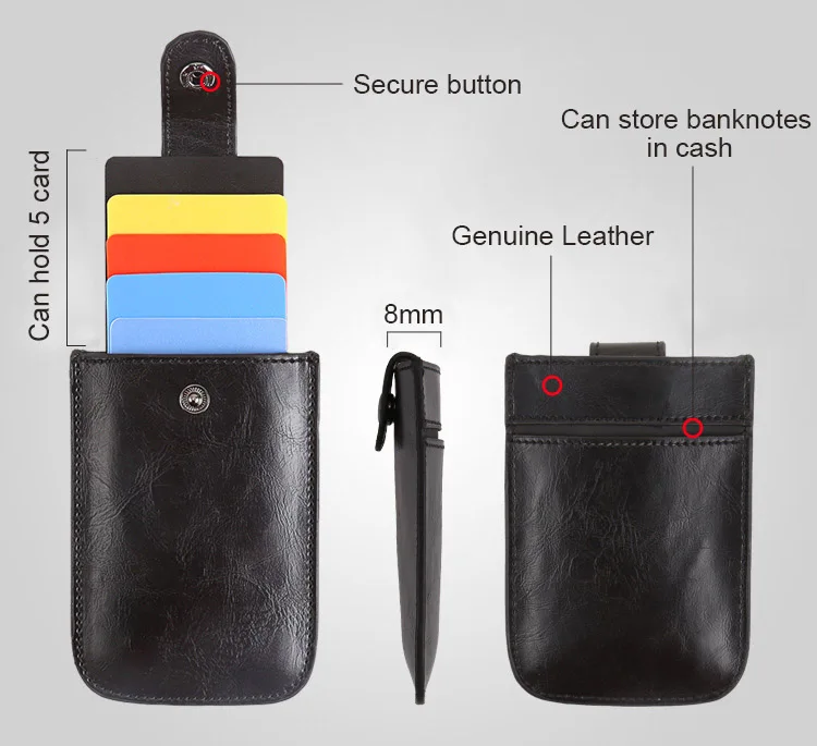 DIENQI Rfid блокирующий держатель для карт, кошельки для мужчин и женщин, тонкий мини-кошелек, сумка для денег, кошелек, черный, тройной, всплывающий, волшебный тонкий кошелек, кошелек