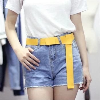 

Gentle Men Women Unisex Fashion Canvas Fabric Silver Buckle Belt Unique New Casual Clothes Accessories Waistband Chest Hip Belt