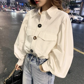 

Neploe New Fashion Women Chiffon Blouse 2020 Spring Summer Puff Long Sleeve OL Bluss Korean Lady Shirt Camisas Mujer 3Z102