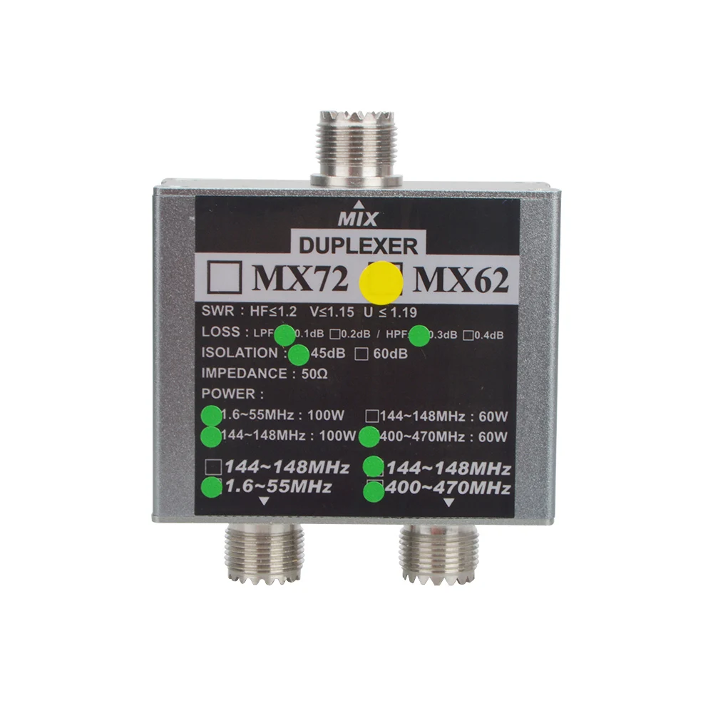 Radio-Antenna Combiner VHF Duplexer UHF Tri-Band Walkie-Talkie Amateur Ham MX62 60-100W