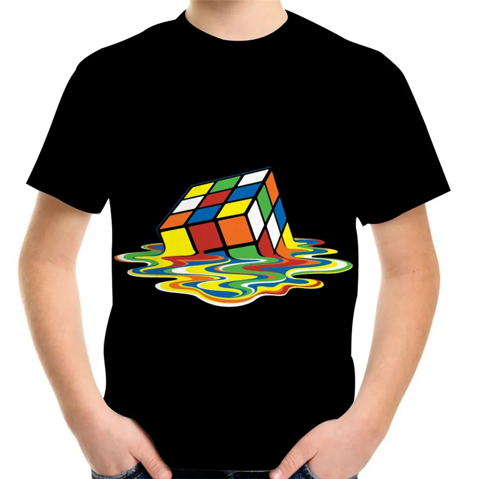 rubik bolso 3d impressão t-shirts para meninos