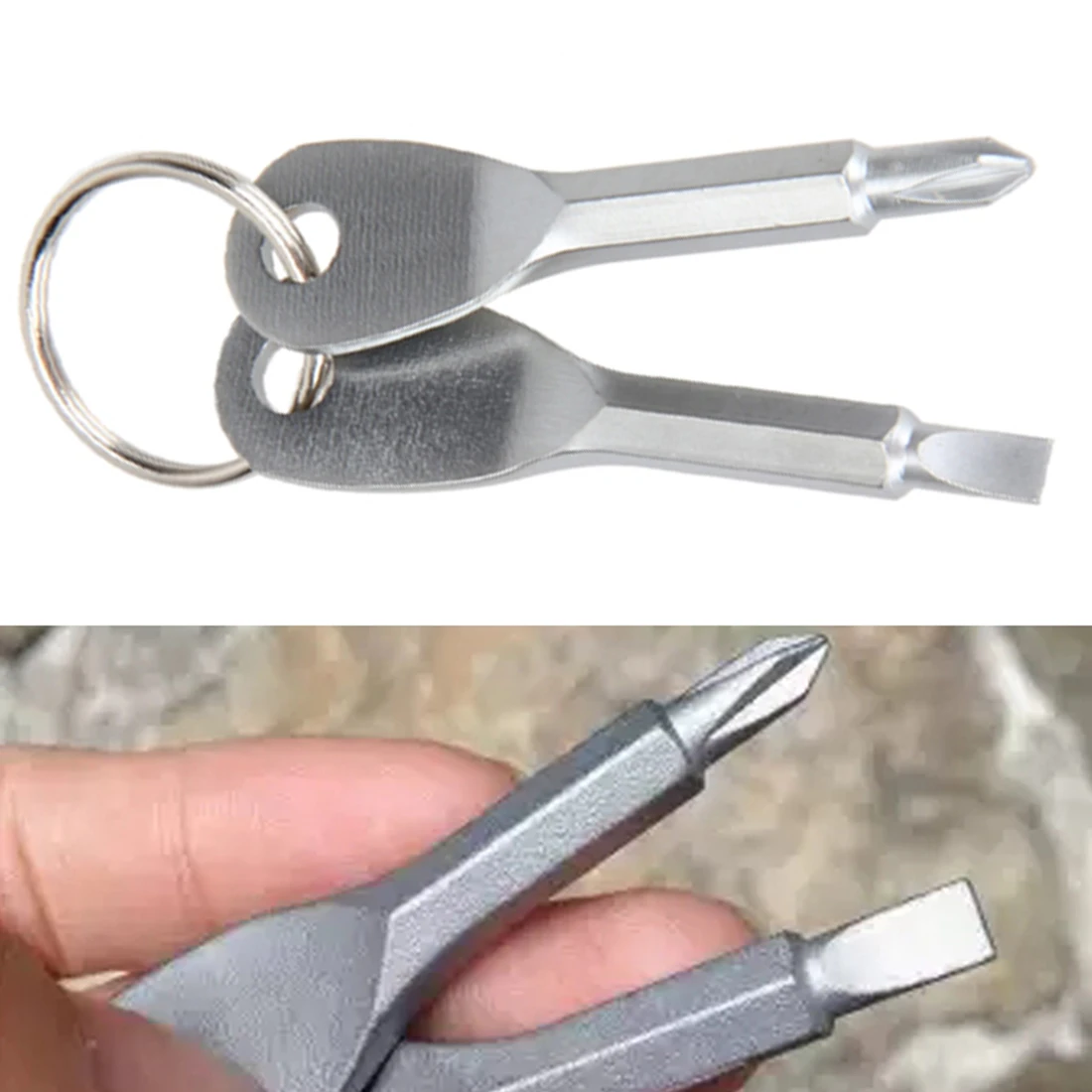 Phillips Slotted Screwdriver Key Ring keyring Hike Portable Outdoor