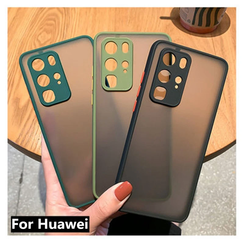 Матовый противоударный чехол-бампер для Huawei P40 P30 lite pro plus nova 7 7se жесткий