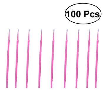 

100pcs Disposable Micro Applicator Brushes Eyelash Extension Cotton Swab Eyelash Micro Brush Wands Makeup Tools Size M (Pink)