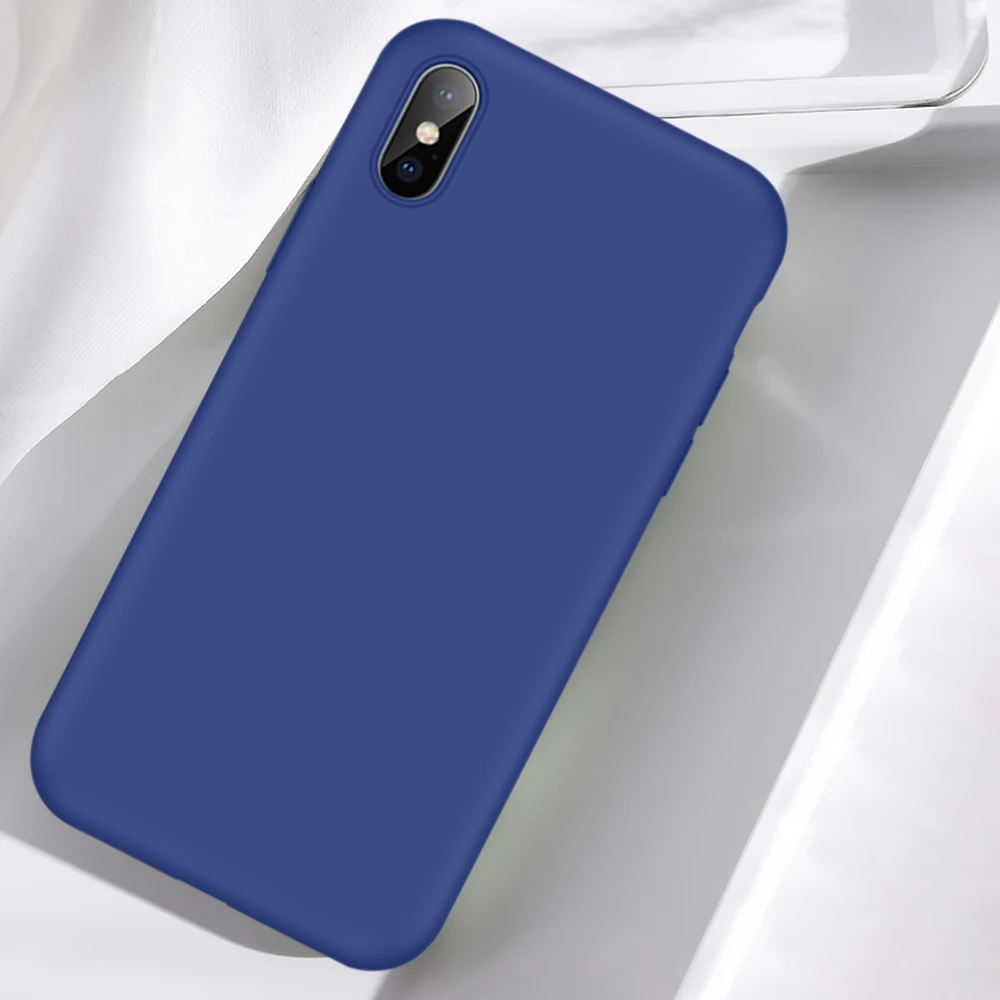 Dark Blue Роскошный официальный силиконовый чехол без логотипа для iPhone 7 8 Plus чехлы с жидкостью для Apple iPhone X XS Max XR 6 6S Plus 7 8 чехол - Цвет: Dark Blue