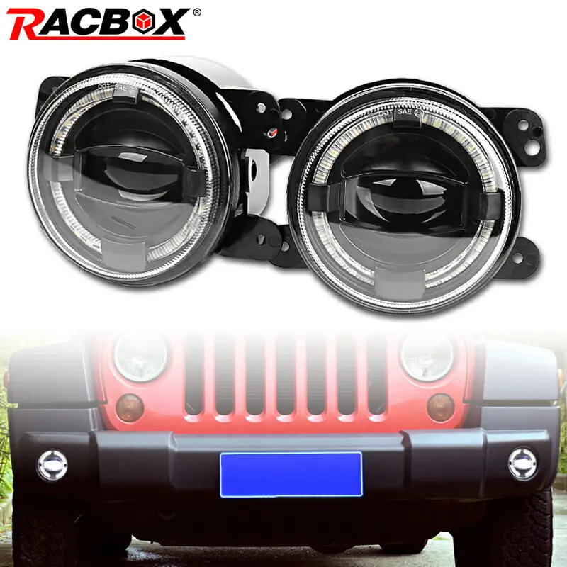 4 дюймовые круглые Автомобильные светодиодные противотуманные фары Racbox 4D линзы