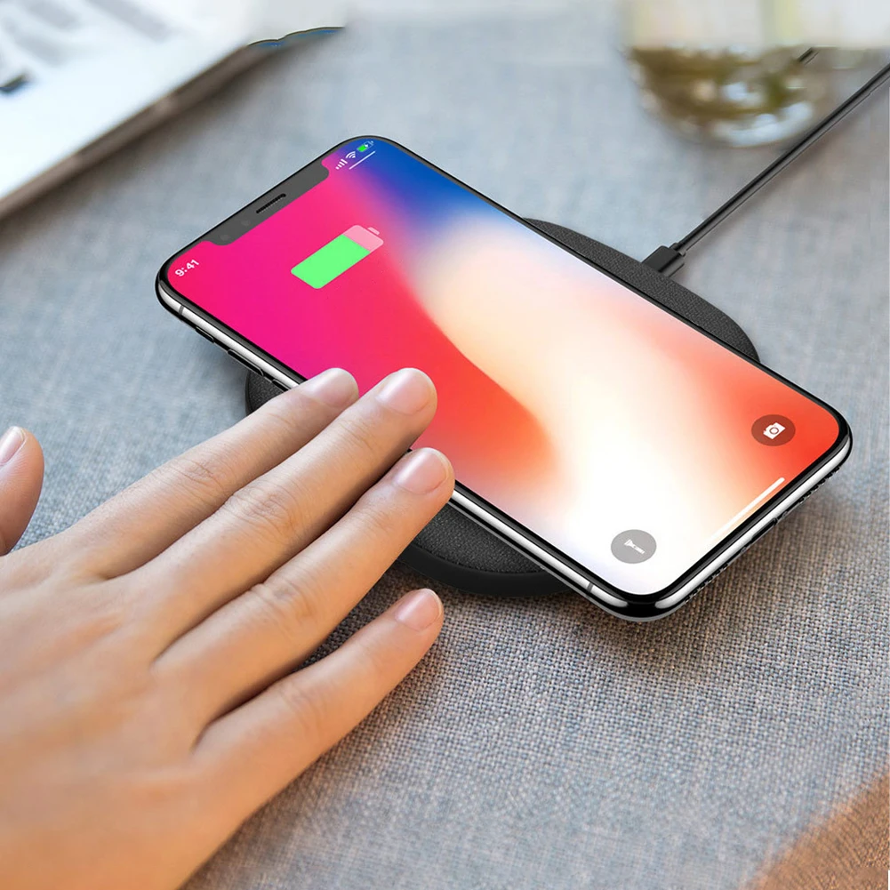 10 Вт Беспроводное зарядное устройство для iPhone 11 Pro Max X XR XS тканевая текстура быстрая зарядная док-станция для samsung Galaxy Note 9 10 Plus huawei