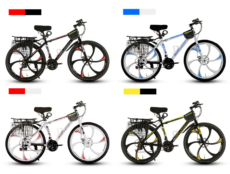 Excellent 26 Inch Mountain Bike Variable Speed Shock Absorption Double Disc Brakes Off-road Racing Student Adult 3
