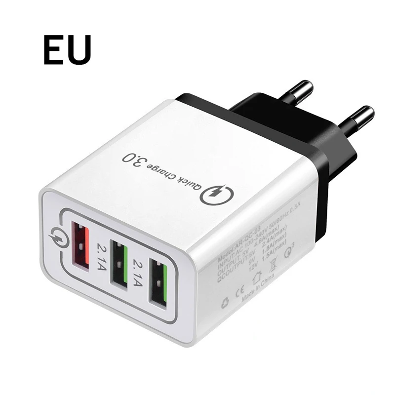 EU Black Универсальный 3 Порты и разъёмы USB Зарядное устройство EU/US Быстрая зарядка 3,0 5V 3A быстрый USB Зарядное устройство быстрой зарядки для iphone iPad samsung Xiaomi huawei - Цвет: EU Black