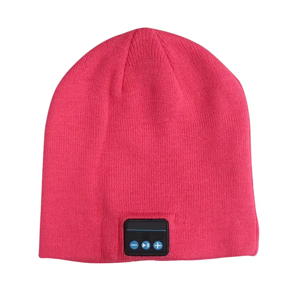 Bluetooth-наушники, шапка, супер мягкое трикотажное музыкальное бини, Bluetooth, без полей, музыкальная шапка для зимнего спорта на открытом воздухе - Цвет: Red