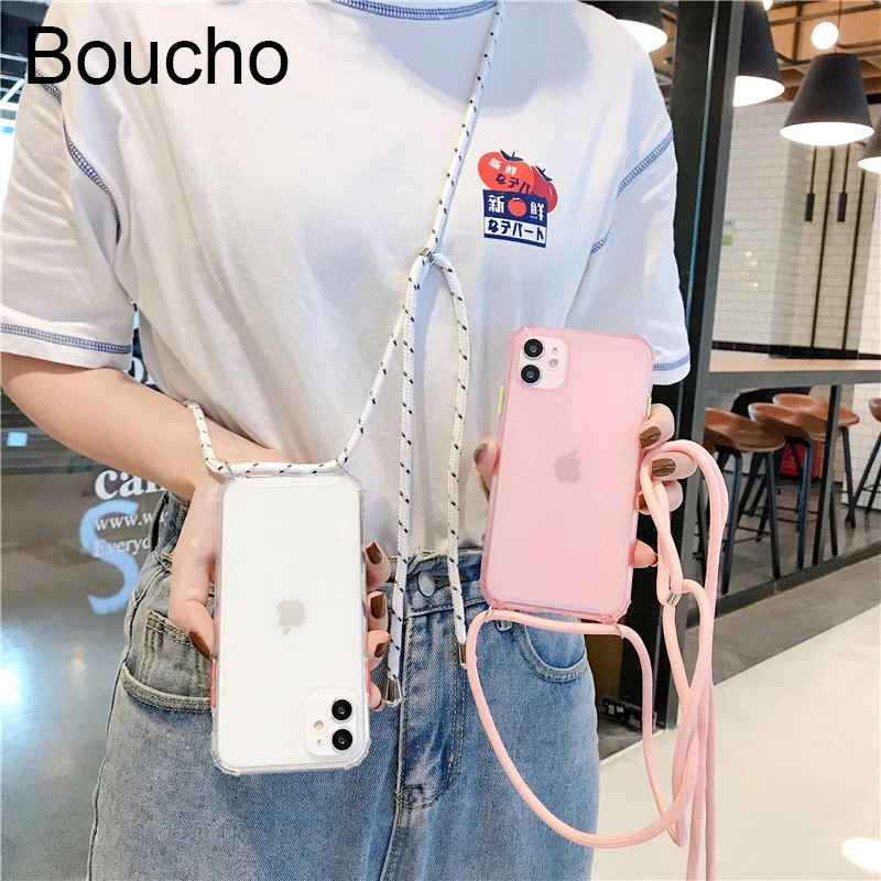 Противоударный чехол с ремешком через плечо для iPhone 11 Pro Max XS X XR 8 7 6 6S Plus SE 2