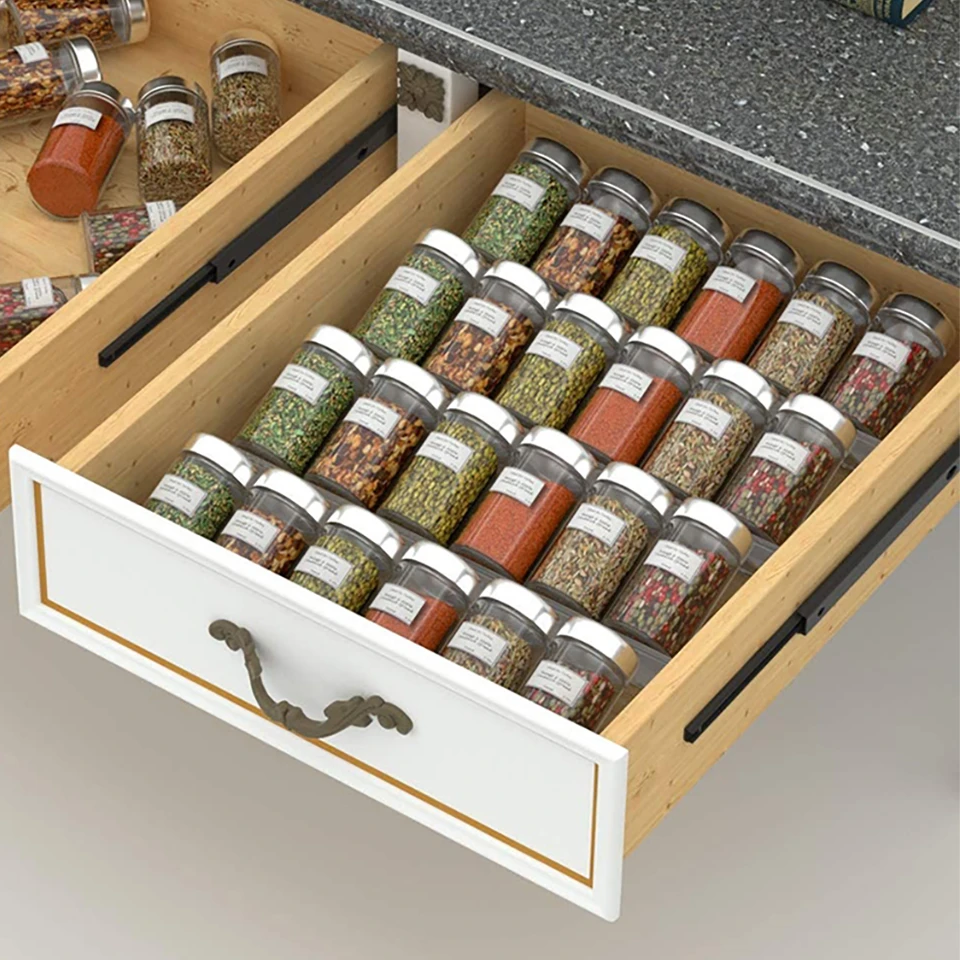 Drawer Spice Rack 4-Tier Acrylic Spice Drawer Organizer