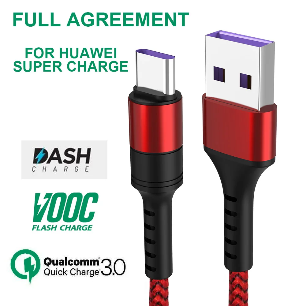 Usb type C для samsung S9 S8 huawei P30 pro Быстрая зарядка type-C мобильный телефон зарядный провод USB C кабель для Xiaomi mi9 Redmi not 7 - Цвет: Красный