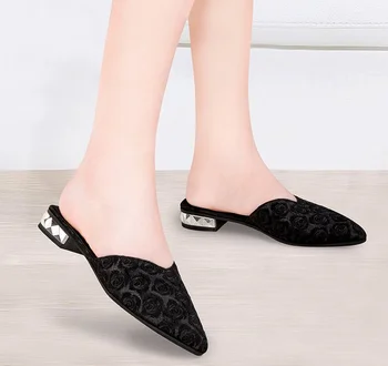 

Flat Shoes Fashion Mules For Women Pointed Toe Slip On Flip Flops Women Slipper Summer Sandals Women's Shoes