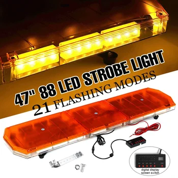 

47" 88 LED 12V 24V Truck Car Strobe Light Light Bar Led Bar Flashing Beacon Light Roof Emergency Warning Lamps 21 Modes