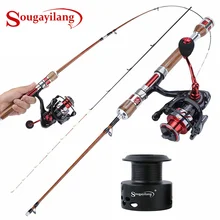 Sougayilang, 2 секции, удочка и катушка, комбо, портативная Удочка из углеродного волокна, спиннинговые Катушки, соленая Пресноводная Рыбалка