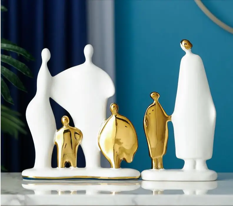 

Modern Parent-child Characters Ceramic Decoration Home Livingroom Desktop Figurines Crafts Office Table Sculpture Ornaments Art