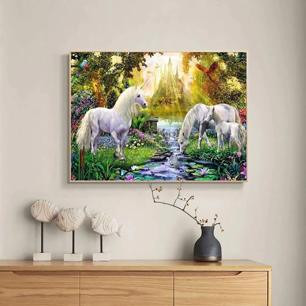 Huacan 5D Diamond Painting Horse Full Square/round Mosaic Embroidery Cross  Stitch Animal Sunset Handicraft Wall Sticker - AliExpress