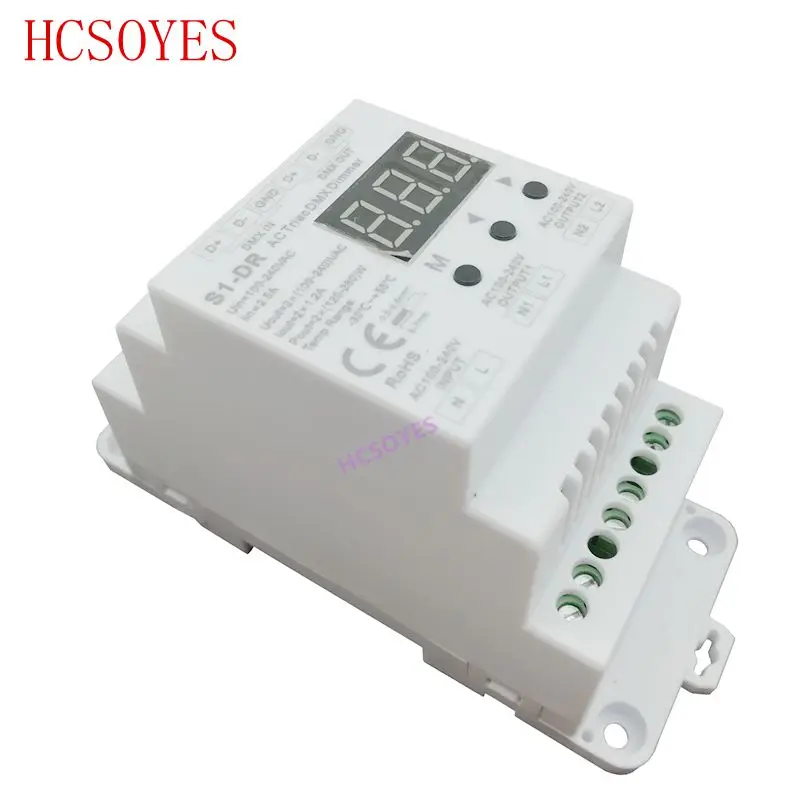 S1 DR AC100V 240V DIN rail 2 канальный 2CH AC Triac DMX диммер двухканальный выход кремниевый DMX512
