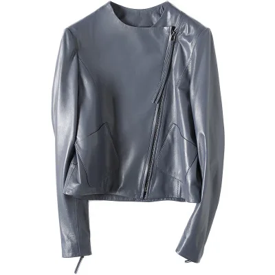 Blue Grey Новинка года; модная куртка из натуральной овечьей кожи; H66 - Цвет: Blue Grey