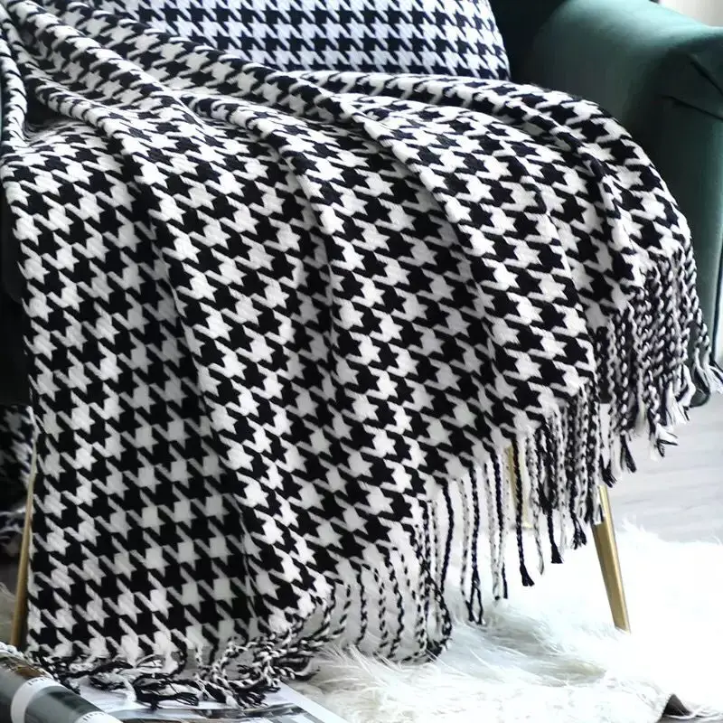 Fashion Houndstooth Blanket Modern Soft Outfit Decorative Sofa Bed Tail Chair Cover Blankt Carpet Mat Dropship | Дом и сад