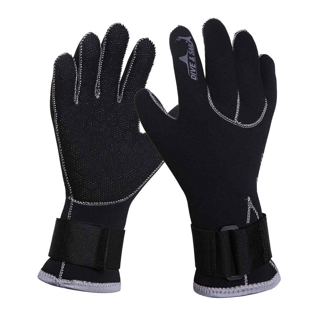 Adjustable 3mm Diving Gloves Five Finger Wetsuit Glove for Scuba Snorkeling 