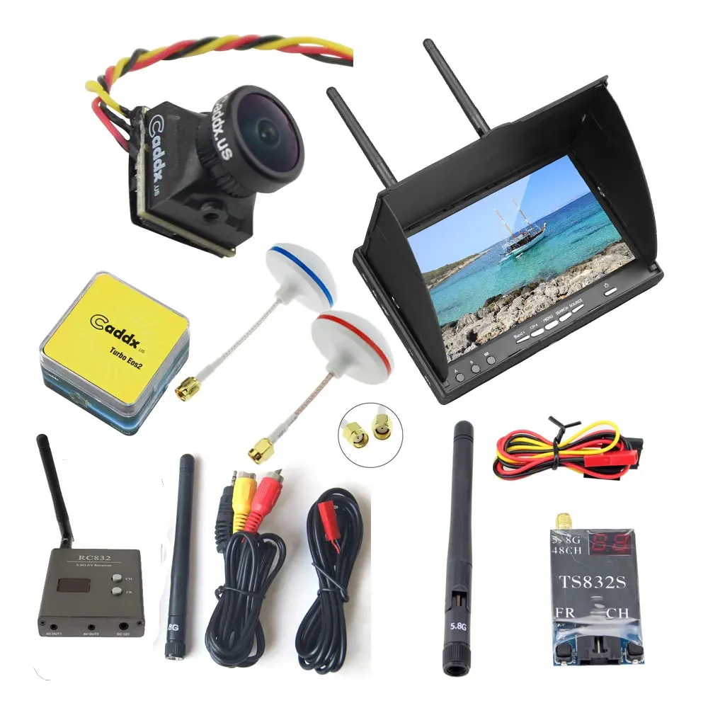 LCD5802D DVR FPV монитор 7 дюймов + 5 8 ГГц Клевер гриб антенна RP-SMA камера Caddx Turbo EOS2 16:9 NTSC