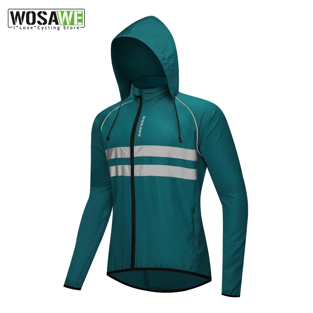 WOSAWE Reflective Bicycle Jacket - Windproof, Waterproof Long Sleeve Cycling Coat
