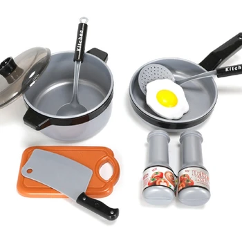 

One Set Children Kitchen Cooking Utensils Accessories Play Toy Cook Pots Pans Cookware Kids Pretend Classic Toys Children Gift
