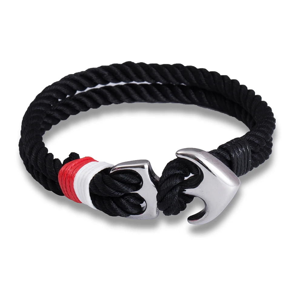 Bracelet Jewelry Stainless Steel Anchor Bracelets Men Nautical Survival Rope Chain Paracord Bracelet Male Wrap Metal Sport Hooks Eif Dock