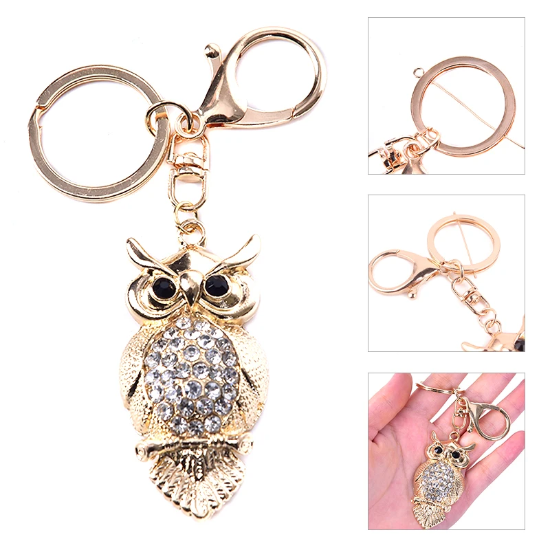 HOT Crystal Owl Pendant Keychain Keyring For Women Bag Pendant Chic Rhinestone Car Key Chain Ring Holder Fashion Jewelry