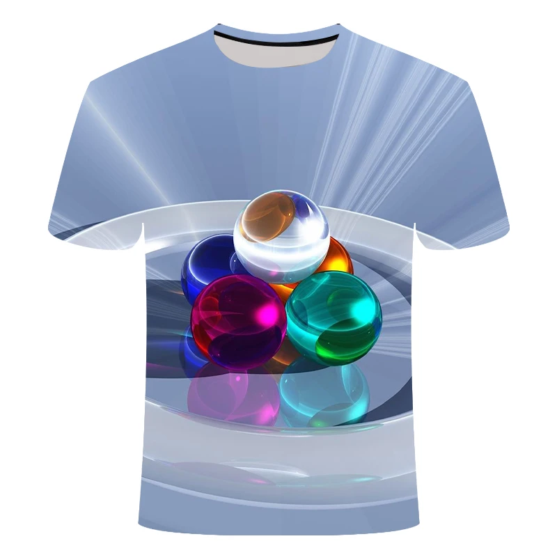 

3D T-shirt men's irregular pattern printed short sleeve summer casual round neck T-shirt fun shape pattern street clothing
