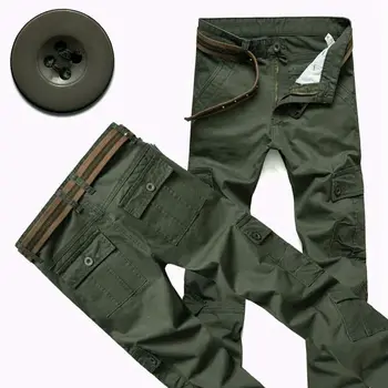 

Men Overalls Cotton Loose Outdoor Sports Leisure Work Pants More Pocket Straight Cylinder Leisure Pants Male